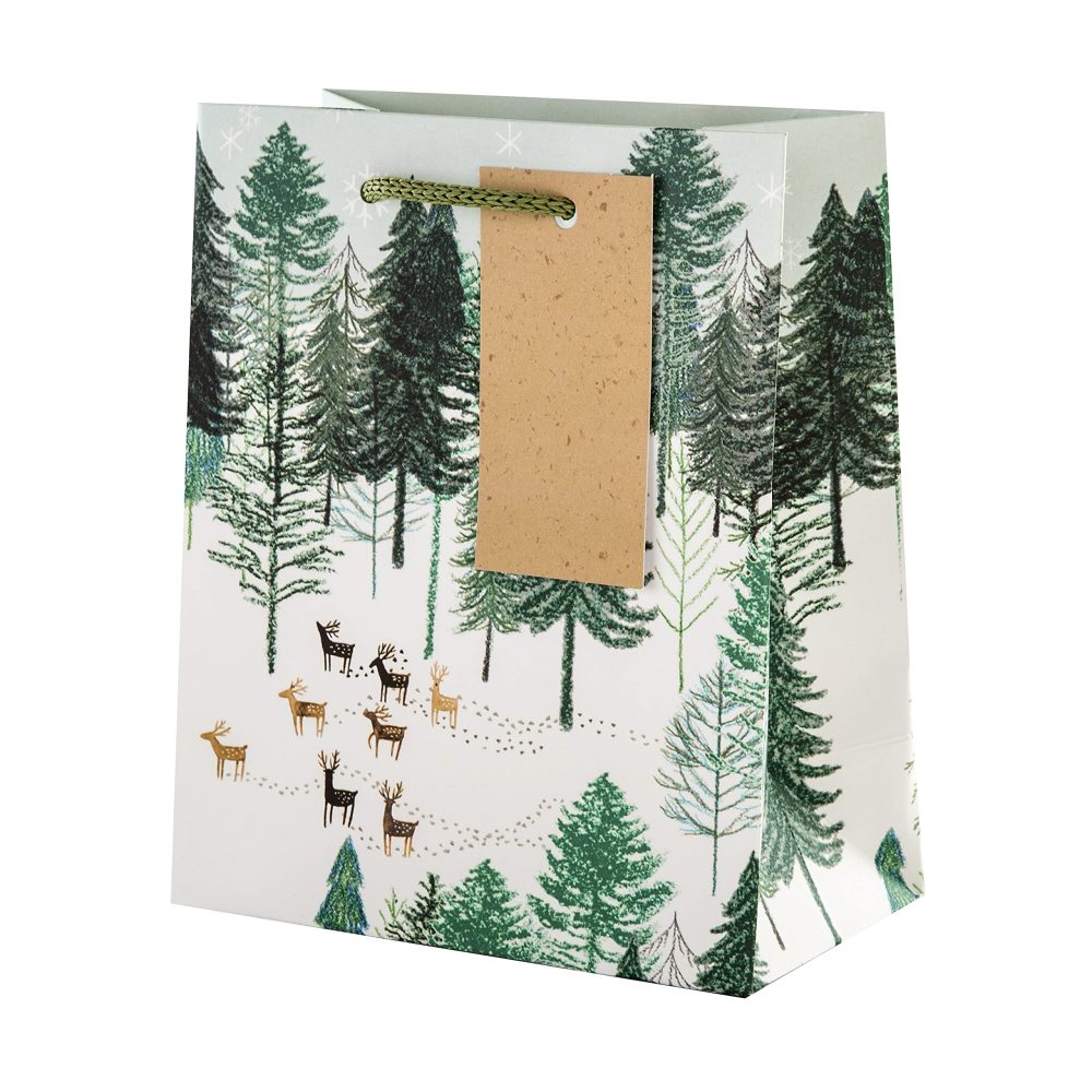 Hallmark Gift Bag Pack of 3, 3 Festive Designs, Christmas, Winter Wonderland, Stags, Deer, Brown Kraft - Image 2