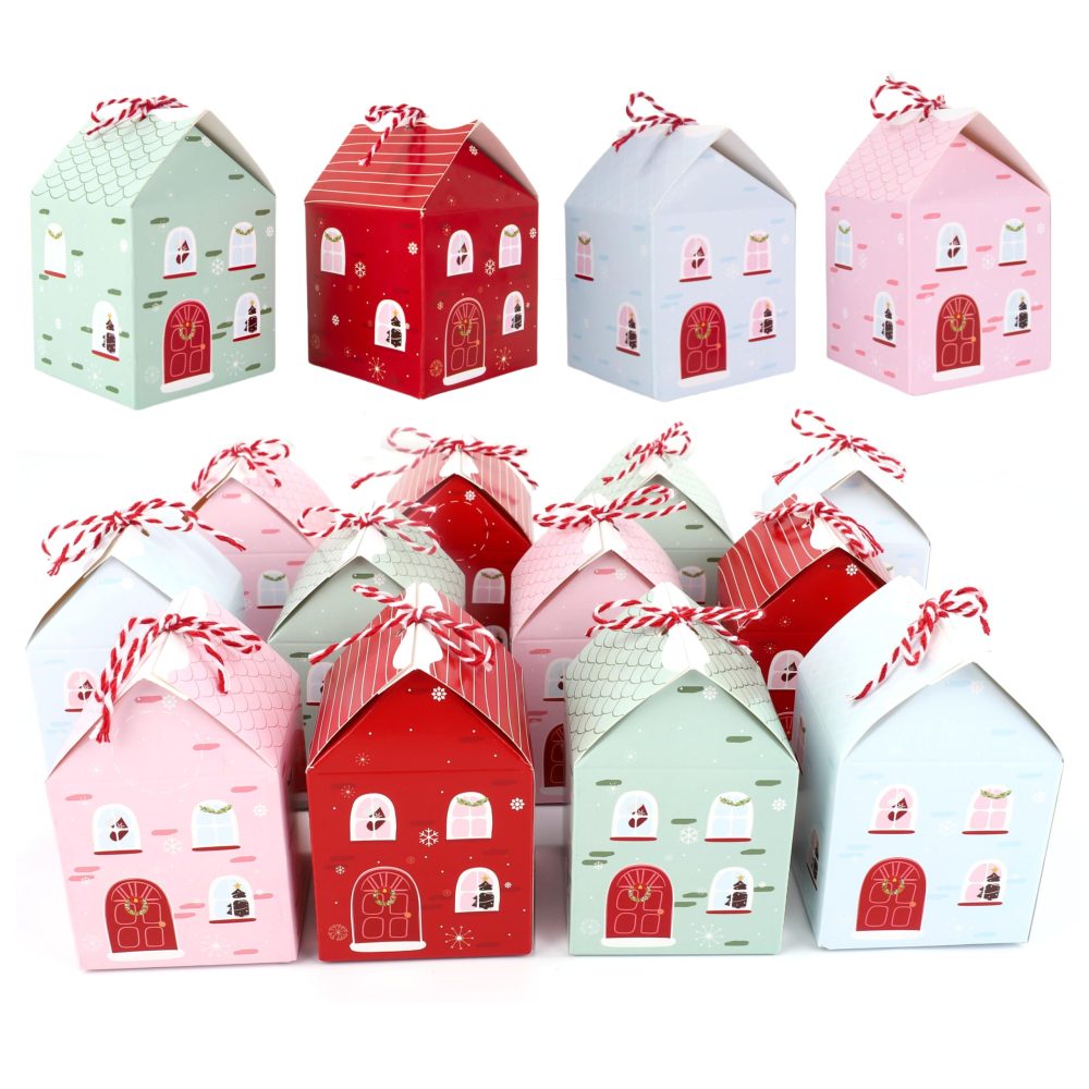 24 Pcs DIY Christmas Advent Calendar Boxes to Fill,Empty Advent Calendar Houses Boxes,Countdown Advent Calendars Gift Boxes for Kids,Boxes for Treats and Candys