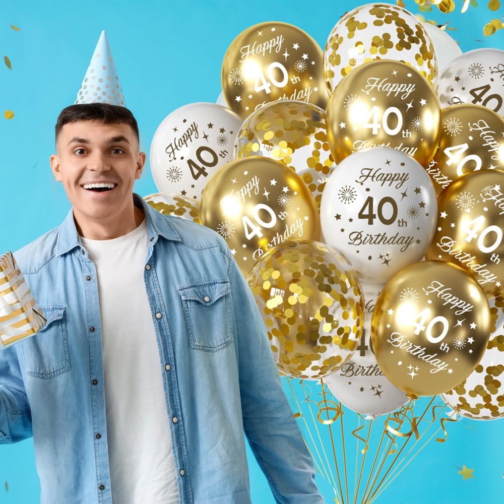 60th Birthday Balloons 15 Pcs White Gold Happy 60th Birthday Latex Confetti Balloons White Gold 60th Birthday Party Decorations Balloons for Men Women 60th Birthday Décor Anniversary Supplies (Age 60) - Image 4