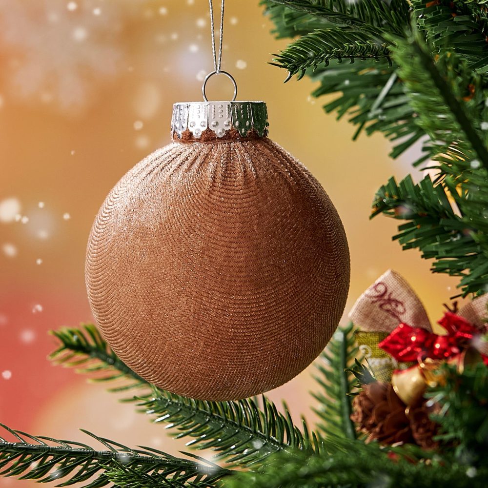 12 Pcs Christmas Velvet Balls, 80mm Christmas Ball Ornaments, Multicolor Green Brown Neutral, Christmas Tree Ornaments (S-Size) - Image 2