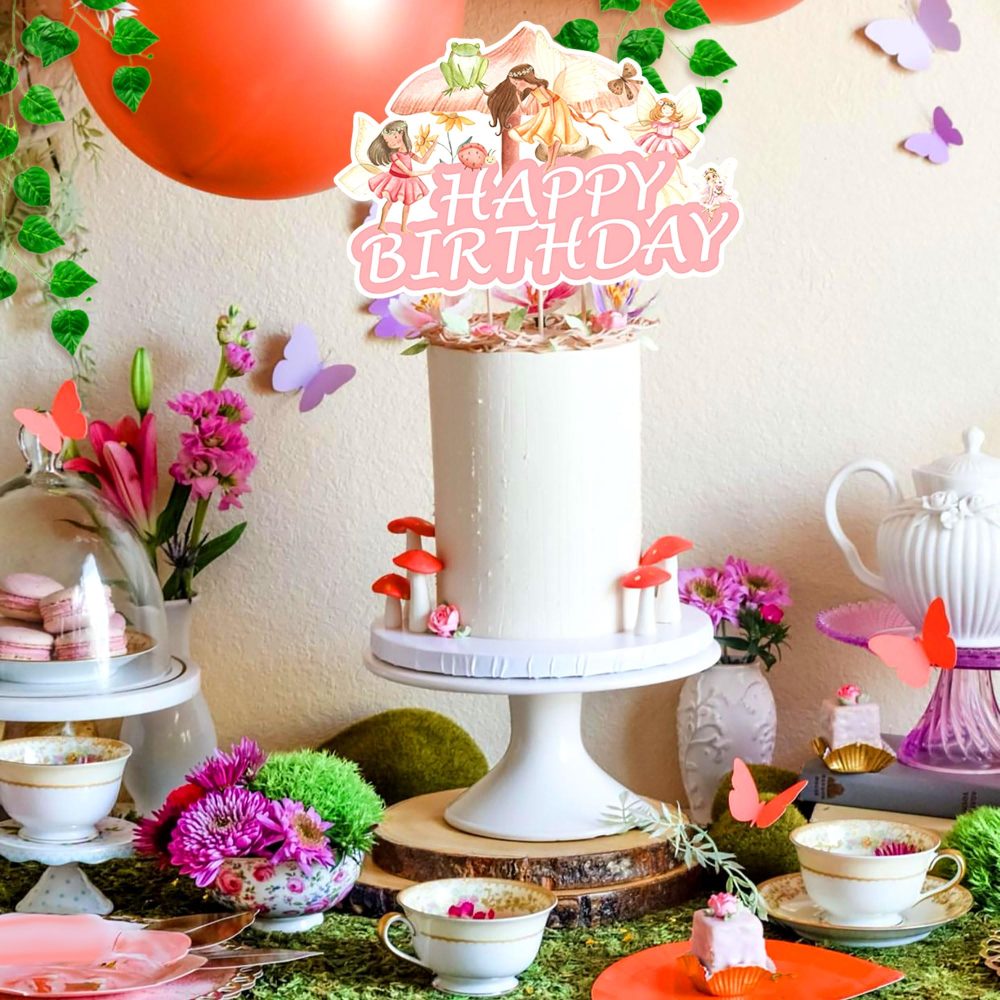 JeVenis Fairy Birthday Party Decoration Fairy Balloon Fairy Birthday Banner Fairy Woodland Mushroom Birthday Party Supplies Favors - Image 6