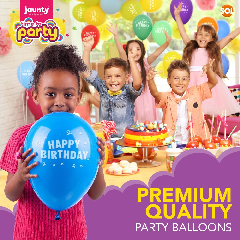 jaunty partyware 50pk Happy Birthday Balloons 9" | Party Balloons Pack Boys Girls | Latex Balloons | Multicoloured Birthday Balloon | Birthday Baloons for Party | Balloons for Birthday | Ballons - Image 6