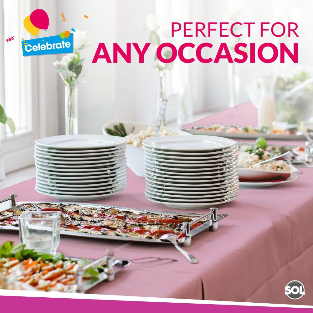 4pk Long Pink Table Cloth Party | 274 x 137cm | Plastic Table Cover Party Table Cloth Disposable Tablecloths for Parties | Plastic Tablecloth | Pink Disposable Tablecloth | Pink Plastic Table Cloth - Image 4