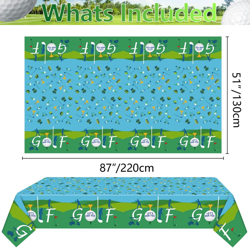 QUERICKY 2 Pack Golf Party Tablecloths, 130x220cm Rectangle Golf Table Cover for Golf Theme Party Decorations, Golf Birthday Supplies, Par-tee Decor, Golf Events - Image 8