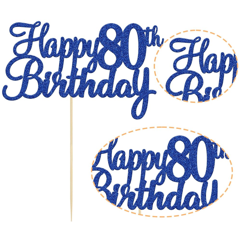 Gyufise 3Pcs Happy 80th Birthday Cake Topper Glitter 80th Birthday Cake Pick Cheers to 80 Years Old Eighty Fabulous Cake Decorations for 80th Birthday Theme Party Supplies - Image 7