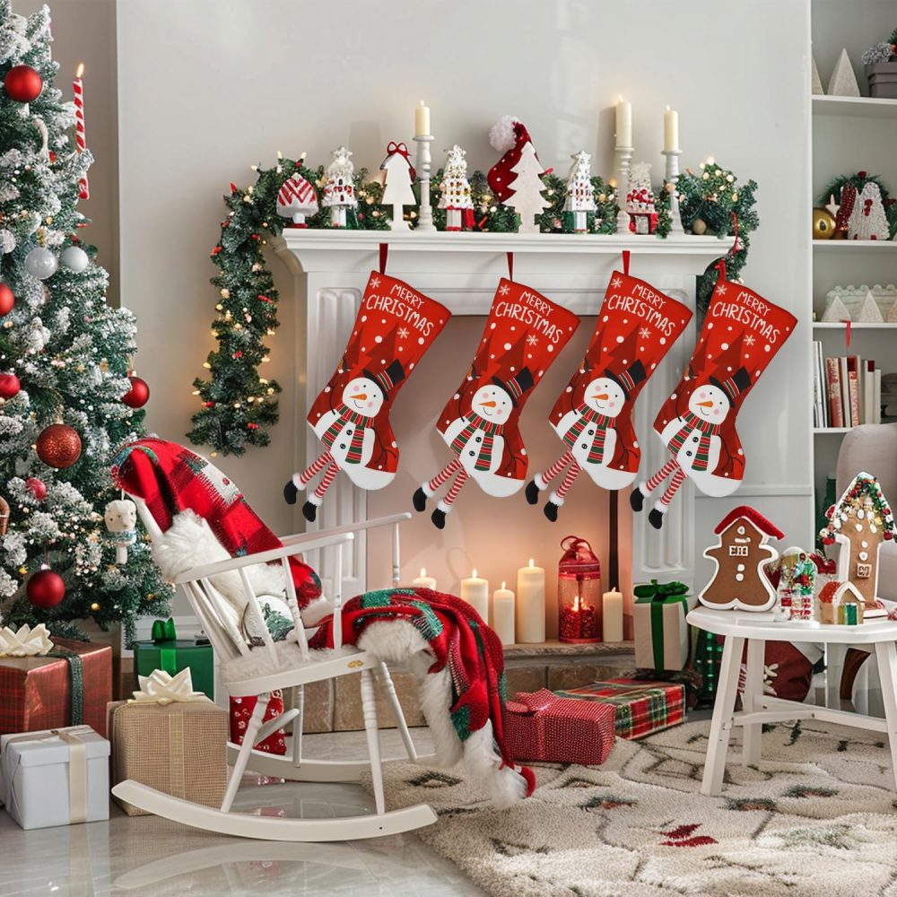 Christmas Stocking, Large Santa Christmas Stockings Decoration for Kid Adults Fireplace Hanging Stockings Xmas Tree Ornaments Gift Bag Candy Pouch for Xmas Family Holiday Party Home Decor A7CTSDW - Image 3