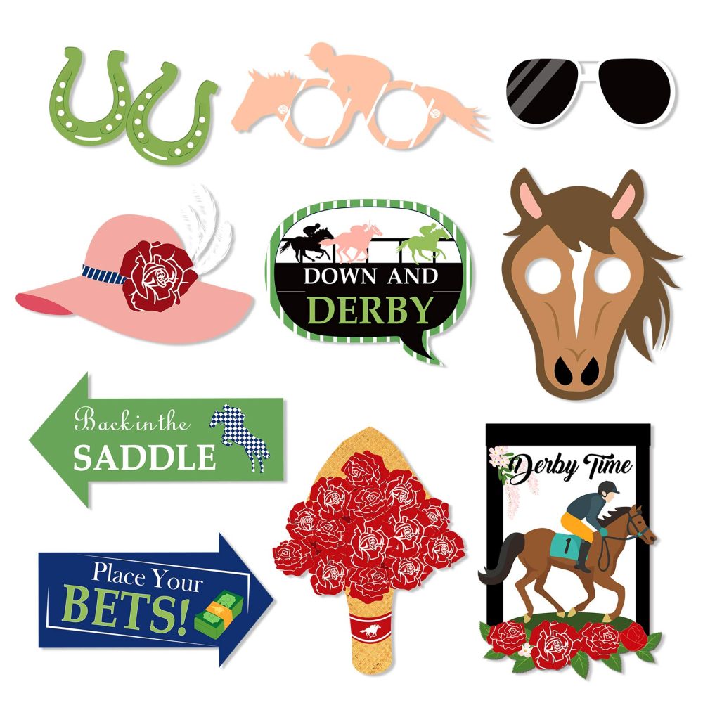 Qpout 35 Pack Horse Race Party Photo Booth Props,Party Horse Race Grand National Decoration Photo Props, Horse Race Party Favour Photography Backdrop Decoration - Image 6