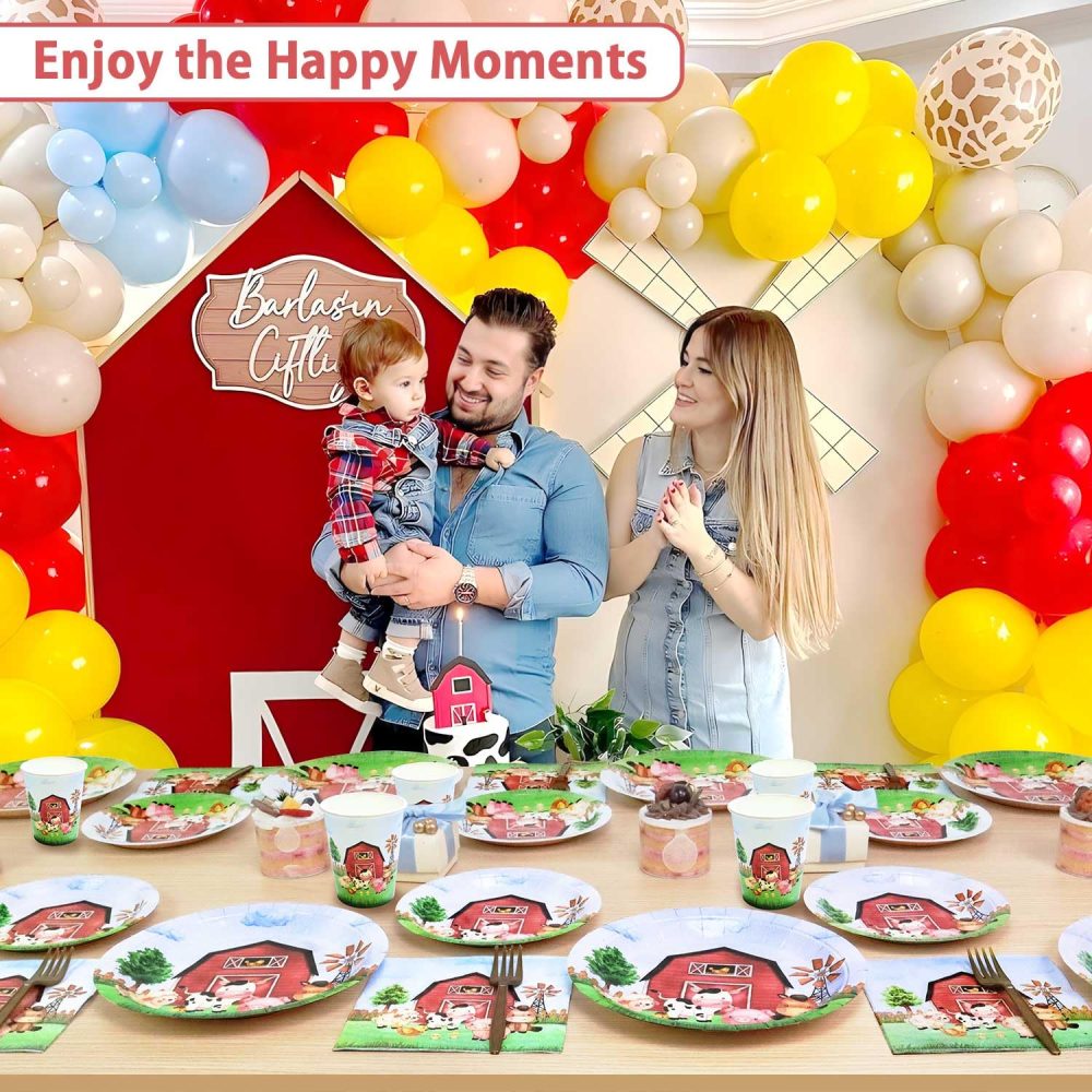 Heboland Farm Party Decorations Tableware Set for 25 Guests, Farm Birthday Party Supplies 125 Pieces Farm Animal Party Decorations Plates Cups and Napkins for Boy Kids Birthday Party Supplies - Image 8