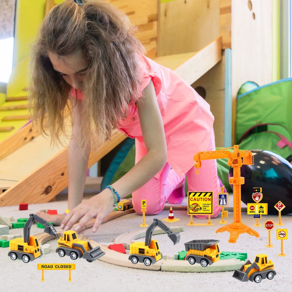 25Pcs Mini Construction Vehicles Cake Toppers Set Number 0-9 Golden Stick and Road Toy Sign Tower Crane Excavator Cake Cupcake Topper Digger Theme Cake Decorations for Kids Boys Baby Shower Birthday - Image 5