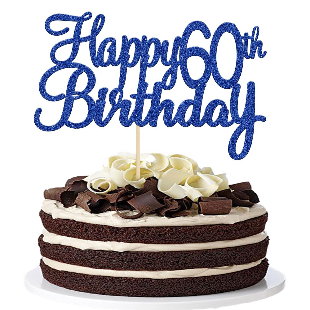 Gyufise 3Pcs Happy 60th Birthday Cake Topper Glitter 60th Birthday Cake Pick Cheers to 60 Years Old Sixty Fabulous Cake Decorations for 60th Birthday Wedding Anniversary Party Supplies