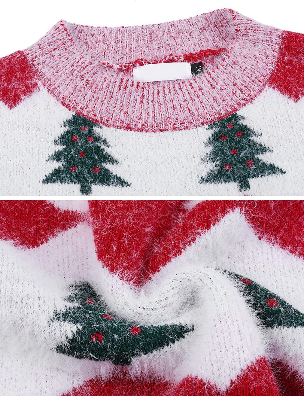 Marvmys Women Knit Sweater Jumper Long Sleeve Pullover Tops Knitwear Crew Neck Loose Warm Vintage Pullover Christmas Sweater Autumn Winter Red S - Image 4