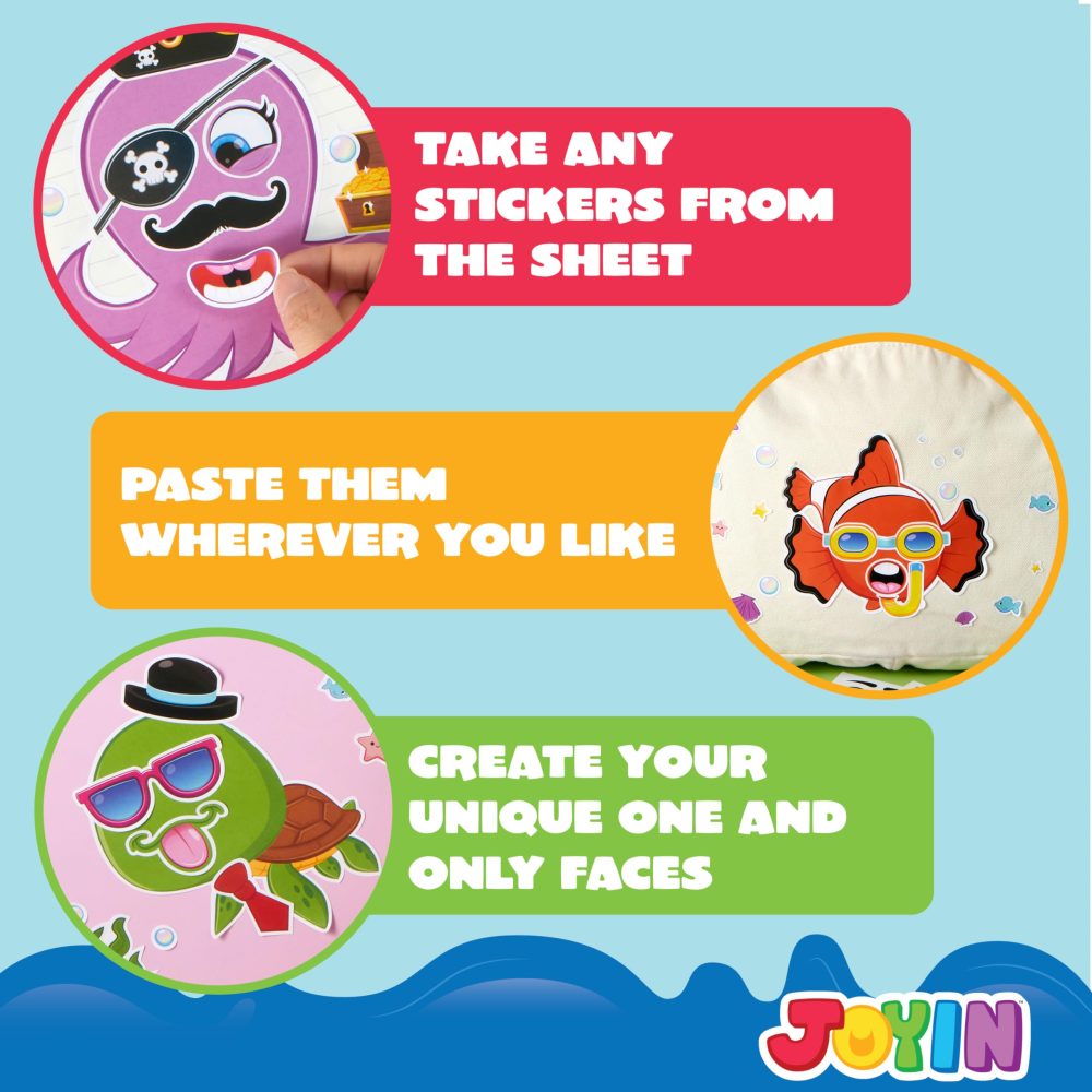 JOYIN 36 PCS Make-a-face Sticker Sheets, Make Your Own Animal Mix and Match Animals Sticker Sheets for Children, Sticker Faces for Kids, Stickers for Party Bags, Kids Party Favor Supplies - Image 2
