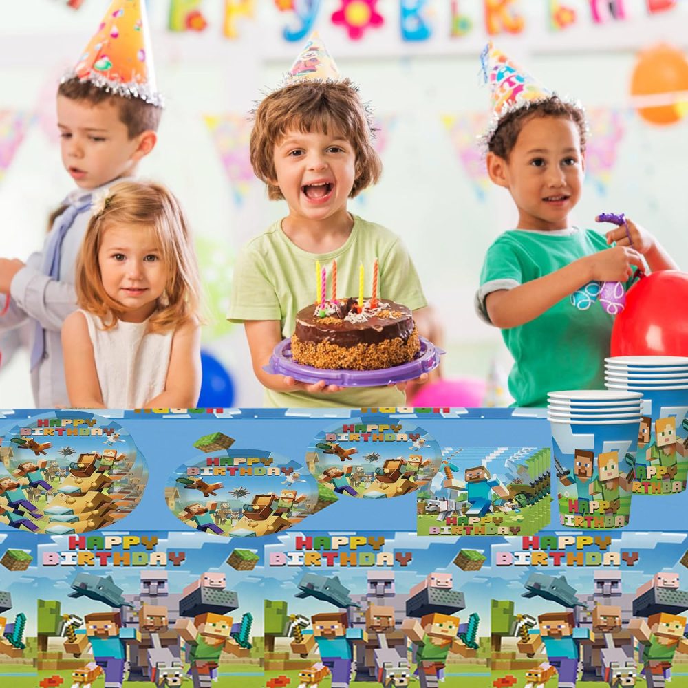 2pcs Boys Minecraft Table Cloth Party,100*150cm Minecraft Birthday Party Decorations Tablecloth Plastic Tablecover Mine-Craft Party Tablecloths for Kids Boys Miner Gaming Theme Birthday Party Supplies - Image 2