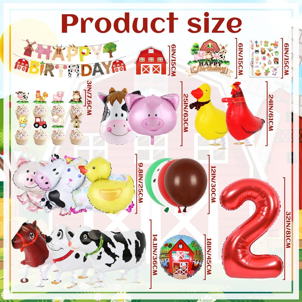 Farm Party Decorations Walking Animals - Animal Birthday Supplies Walking Animals Balloon Cake Toppers Cupcake Toppers Birthday Banner for Farm Themed Birthday Decoration - Image 6