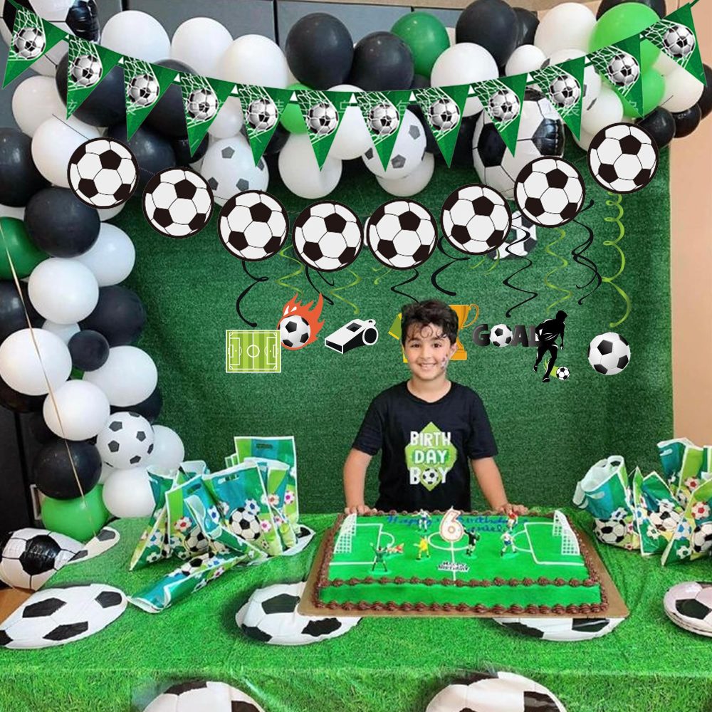 Football Hanging Swirl Party Decoration - 36 Pieces Football Party Decoration Football Banner Garlands Football Hanging Swirls Pattern Cards Soccer Bunting For Boys Kid Football Fans Birthday Party - Image 4