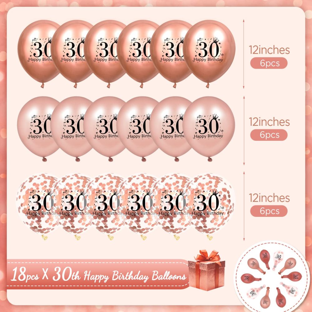 Rumia 30th Birthday Balloons 18 Pcs Rose Gold Happy Latex Confetti for Men Women Anniversary Party Decorations Decor Supplies12 inch - Image 3