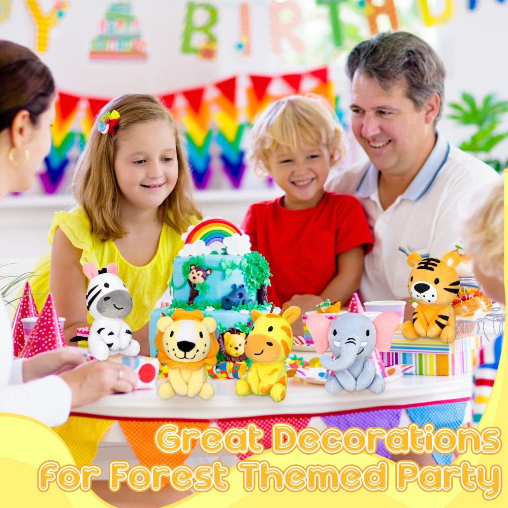 6 Pcs Christmas Mini Stuffed Forest Animals Jungle Animal Plush Toys Bulk 4 Inch Cute Plush Elephant Lion Giraffe for Baby Shower Birthday Stuffer Animal Themed Party Decoration - Image 5