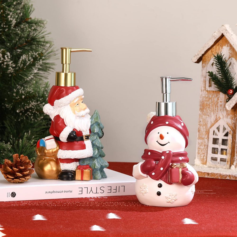 Luxspire Snowman Soap Dispenser, Christmas Decor Resin Liquid Hand Soap Dispenser Refillable Dish Soap Lotion Bottle Jar No Leak for Kitchen Sink Shower Bathroom Countertop, 450ml - Image 6