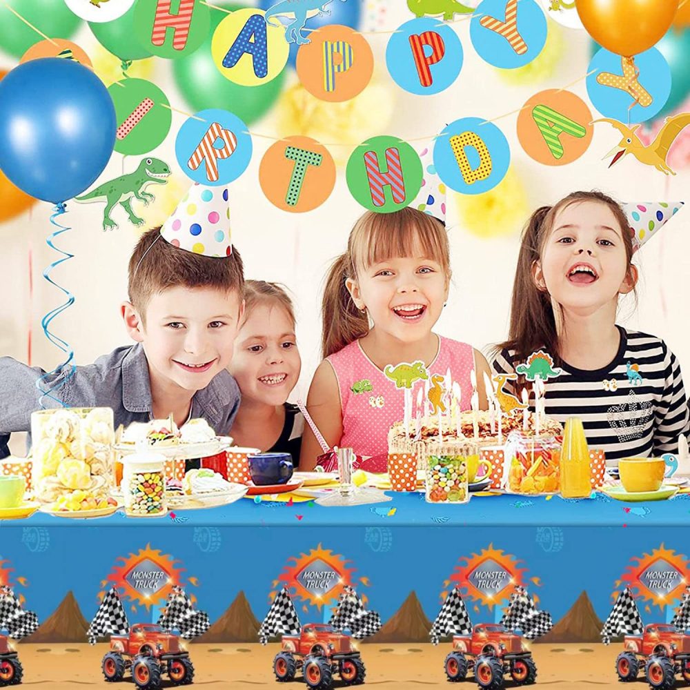 130*220cm Monster Truck TableCloth Party for Boys Birthday Parties,Rectangular Monster Truck Table Cover Plastic Tablecloths for Boys Kids Birthday Monster Truck Theme Party Supplies Decorations - Image 3
