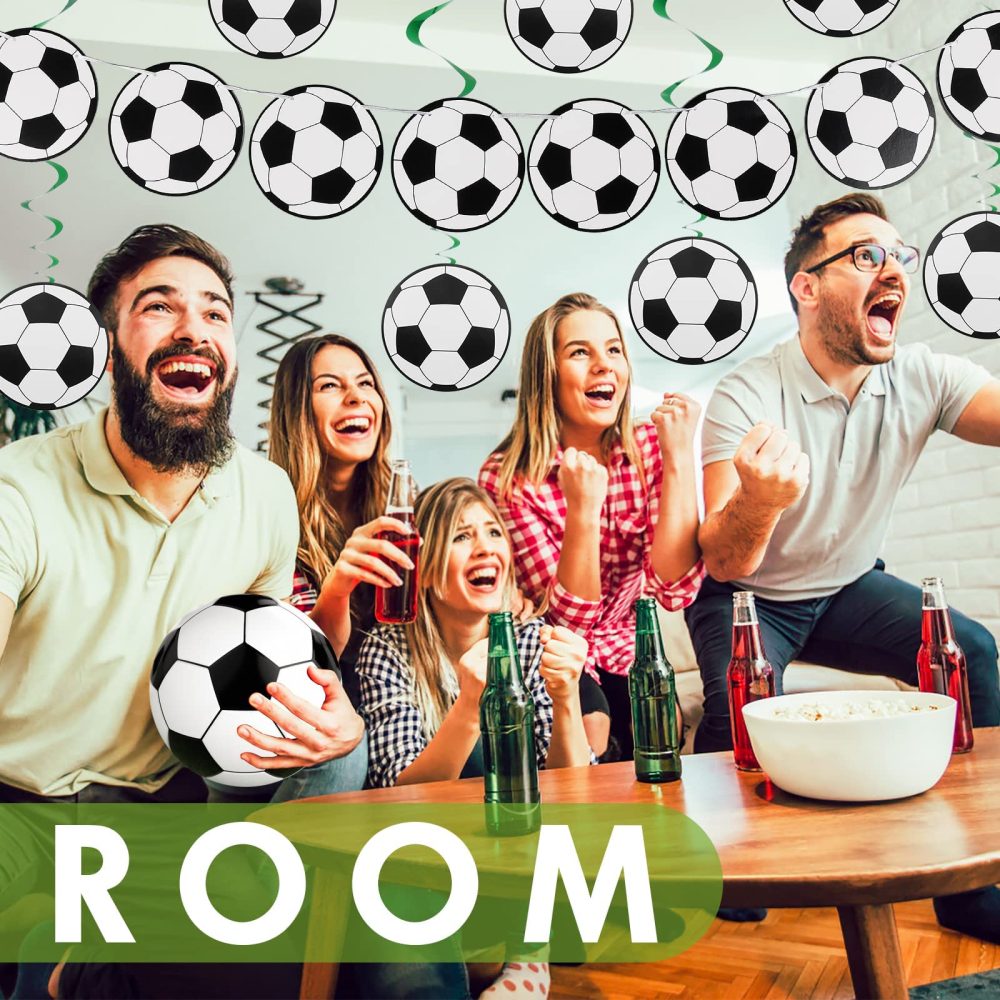 Abeillo 22 Pieces Football Party Decoration, Football Hanging Swirls Decorations Football Banner Garlands Soccer Pattern Cards Sports Themed Party Supplies for Kids Boys Football Fans Birthday Party - Image 5