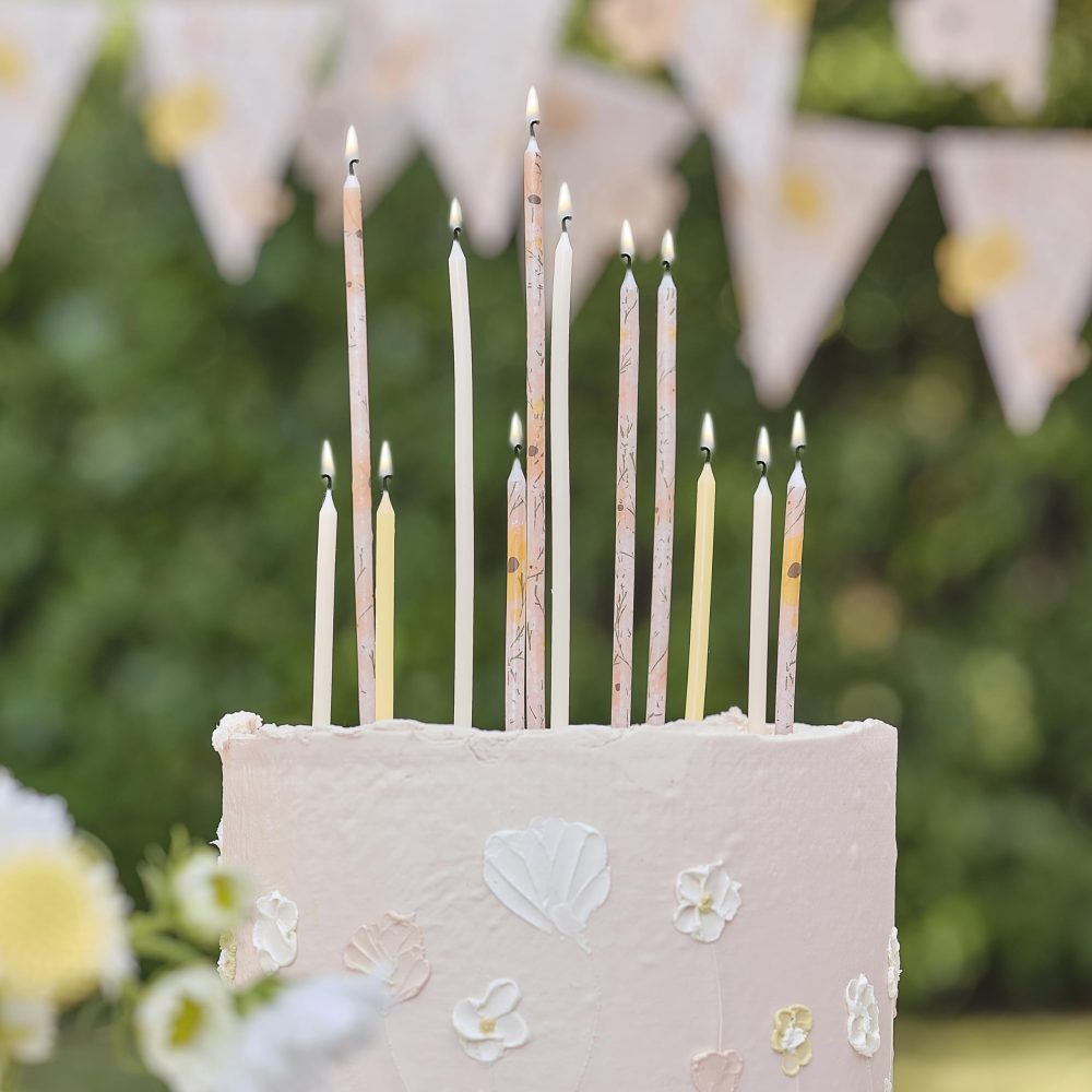 Ginger Ray Floral Pastel Tall Cake Candle Holders 12 Pack