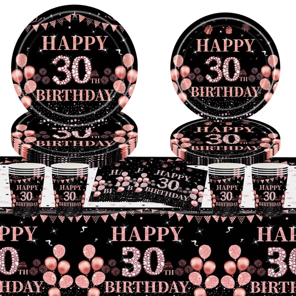 30th Serviettes Napkins,Black Rose and Gold Serviettes 30th Birthday Napkins for Women Women,20Pcs Napkins Disposable Tableware,Tissue Luncheon Paper Napkin for Women,Kids 30th Birthday Party Supplies - Image 3