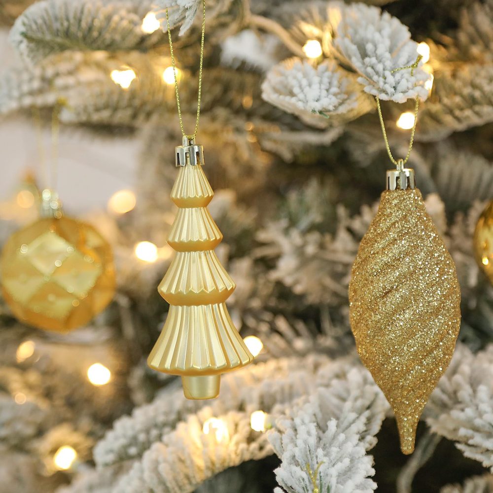 SHareconn 100pcs Christmas Tree Decorations Ornaments Set, Shatterproof Plastic Christmas Baubles Decorative Balls for Xmas Tree Decor Holiday Wedding Party, Glod - Image 3