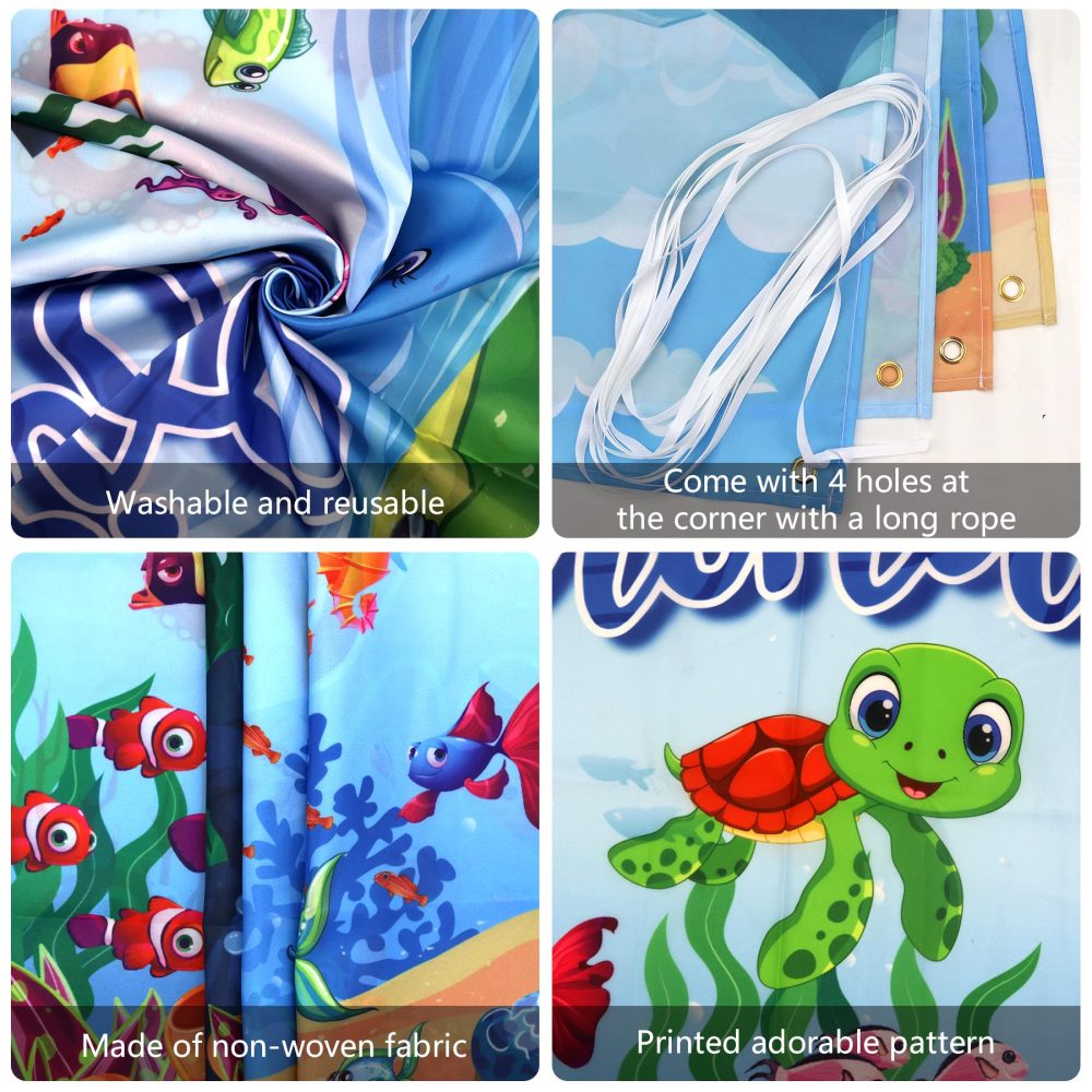 Under the Sea Party Supplies - Ocean Sea Party Tableware - Plates Cups Napkins Tablecloth Backdrop Balloons Cake Toppers for Underwater World Birthday Party Decorations, Serves 20 - Image 4