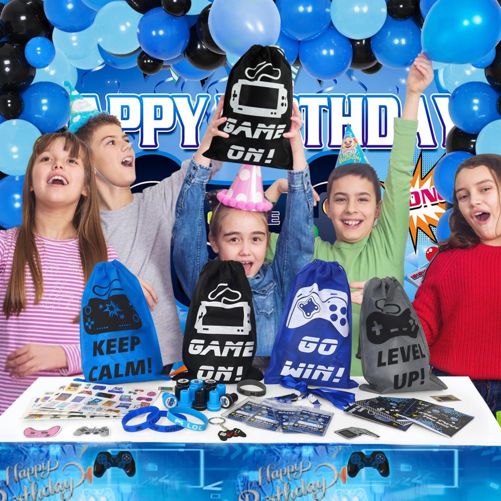 126 PCS Video Game Party Bag Fillers, Gaming Party Favours with VIP Pass Lanyards Silicone Bracelet Keychain and Stampers, Birthday Party Bags Fillers for Kids Gamer Party Supplies Goodie Bag Fillers - Image 2