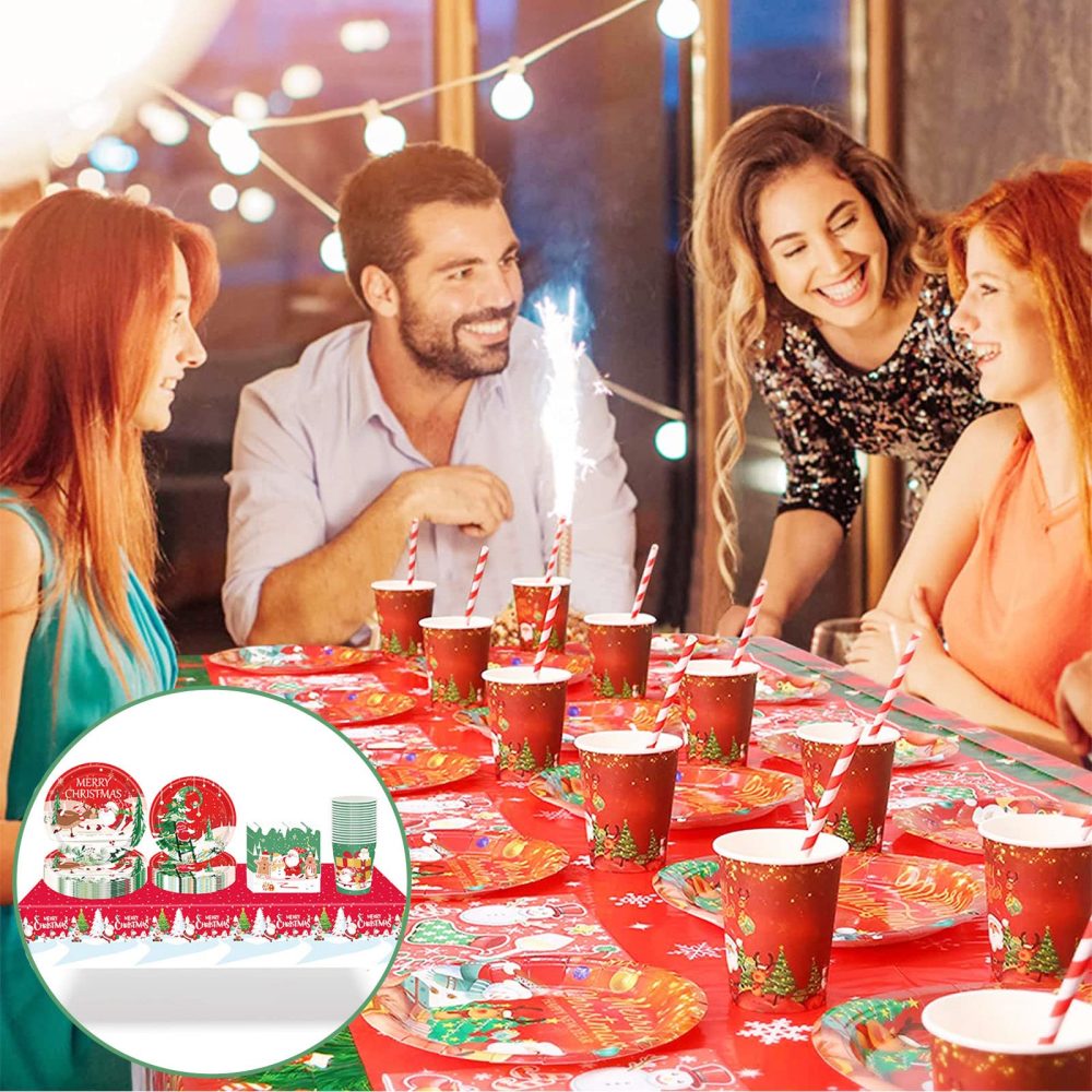 Christmas Party Paper Cups,16Pcs Green Winter Snowflakes Santa,Snowman,Elk,Gingerbread Man Disposable Paper Cups Christmas Tableware Decor for Winter Holiday Birthday Xmas Party Supplies Decorations - Image 3