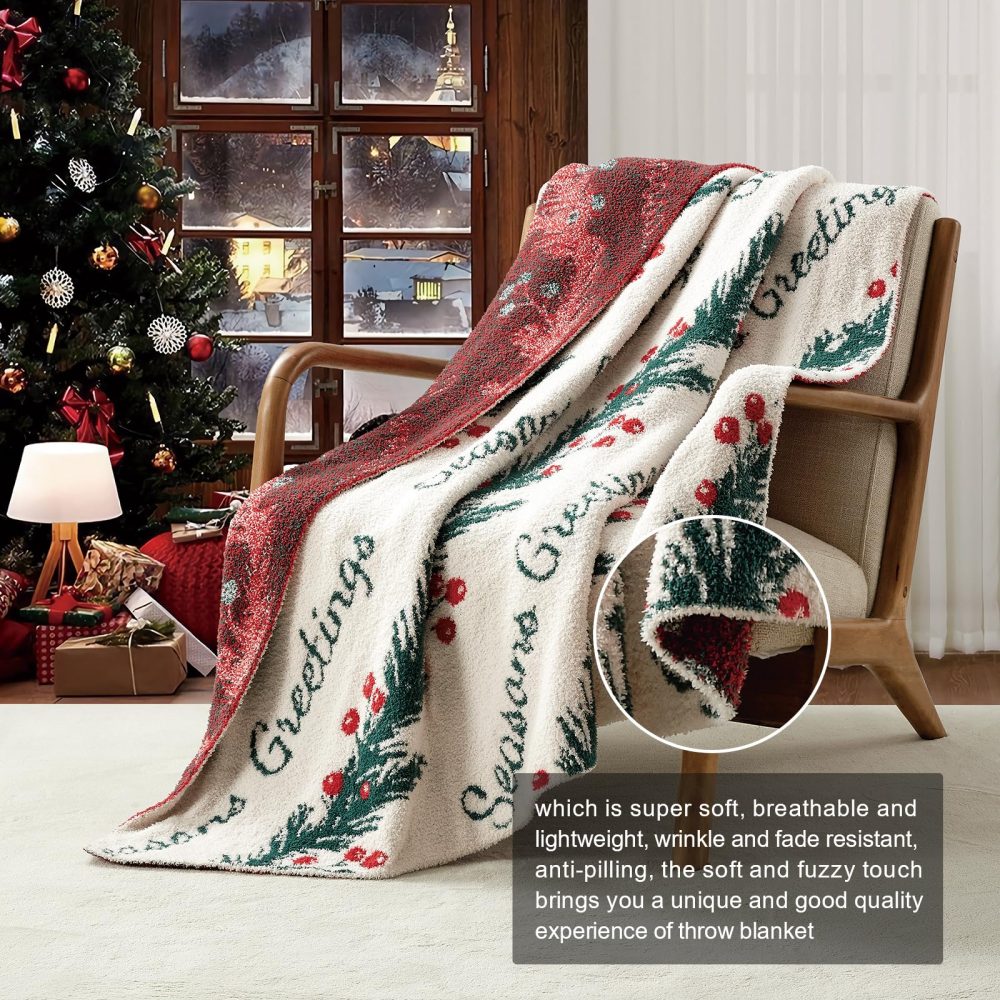 KASYLAN Christmas Blanket Ultra Soft Throw Blanket Reversible Cozy Blankets Fuzzy Plush Throw Blankets for Couch Bed Sofa Travel（127x152cm，Bell） - Image 7