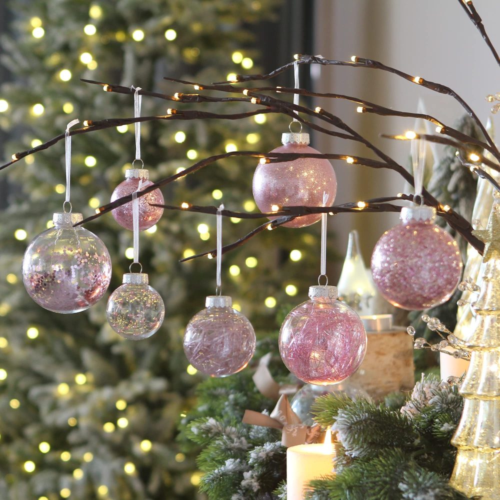 Sea Team 60mm/2.36" Shatterproof Clear Plastic Christmas Ball Ornaments Decorative Xmas Balls Baubles Set with Stuffed Delicate Decorations (30 Counts, Pink) - Image 7
