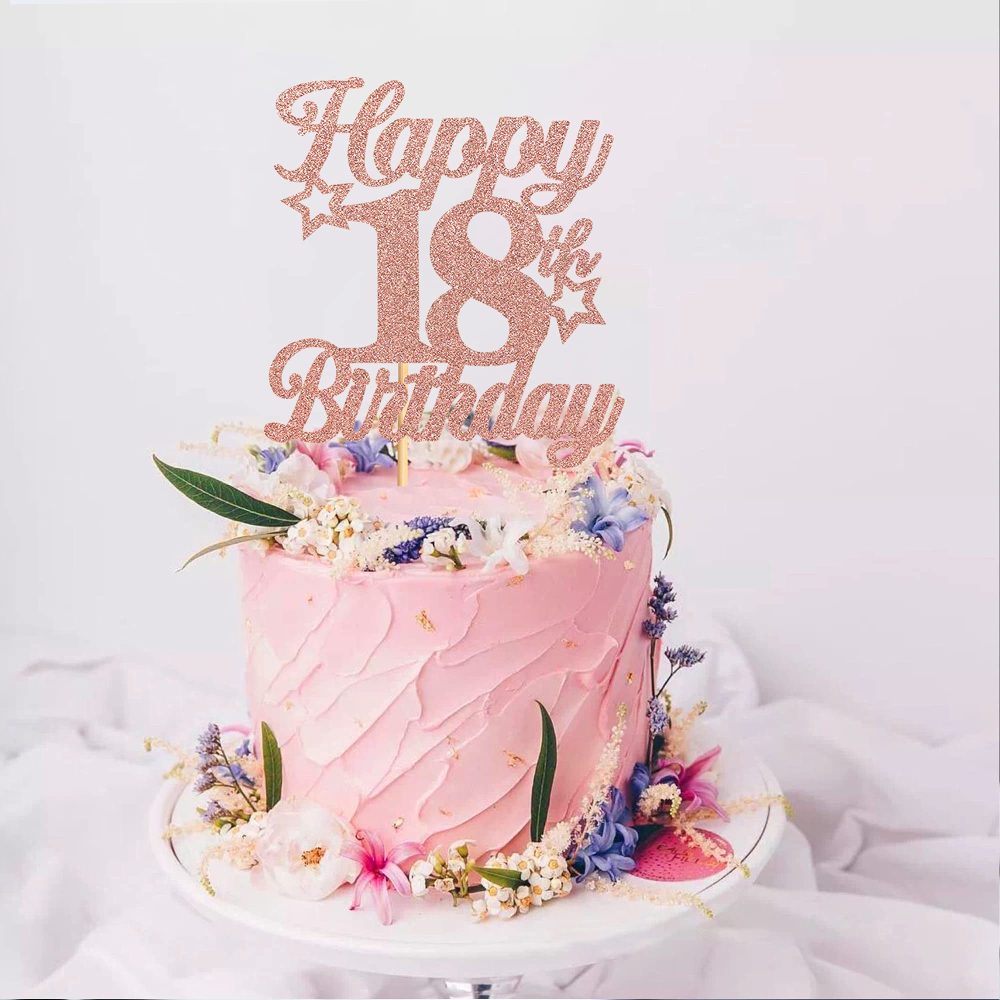 Blumomon 3 Pack Happy 18th Birthday Cake Topper Rose Gold Glitter Cheers to 18th Cake Topper Picks Rose 18th Birthday Cake Decoration for 18th Birthday Party Cake Supplies - Image 3