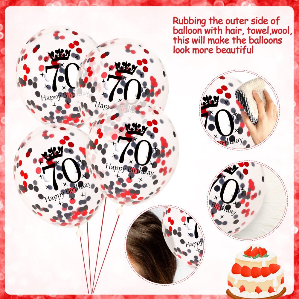 RUMIA 70th Birthday Balloons, 16Pcs Red Black Happy 70th Birthday Balloons, Red Black 70th Birthday Party Decorations Balloons for Women Men 70th Birthday, Anniversary Decoration - Image 5