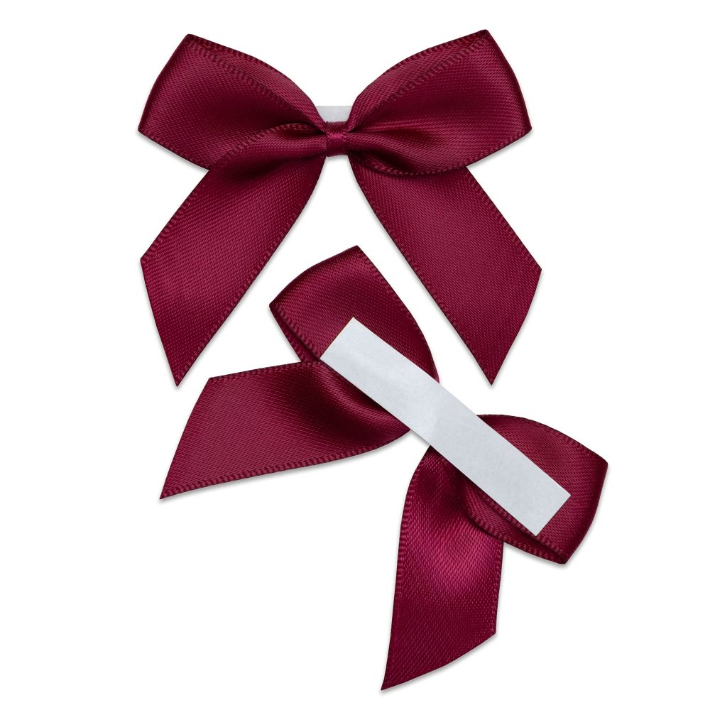 Italian Options Satin Ribbon Bows Self Adhesive 12-Piece Pack, 5 cm Bow Width, Burgundy - Image 5