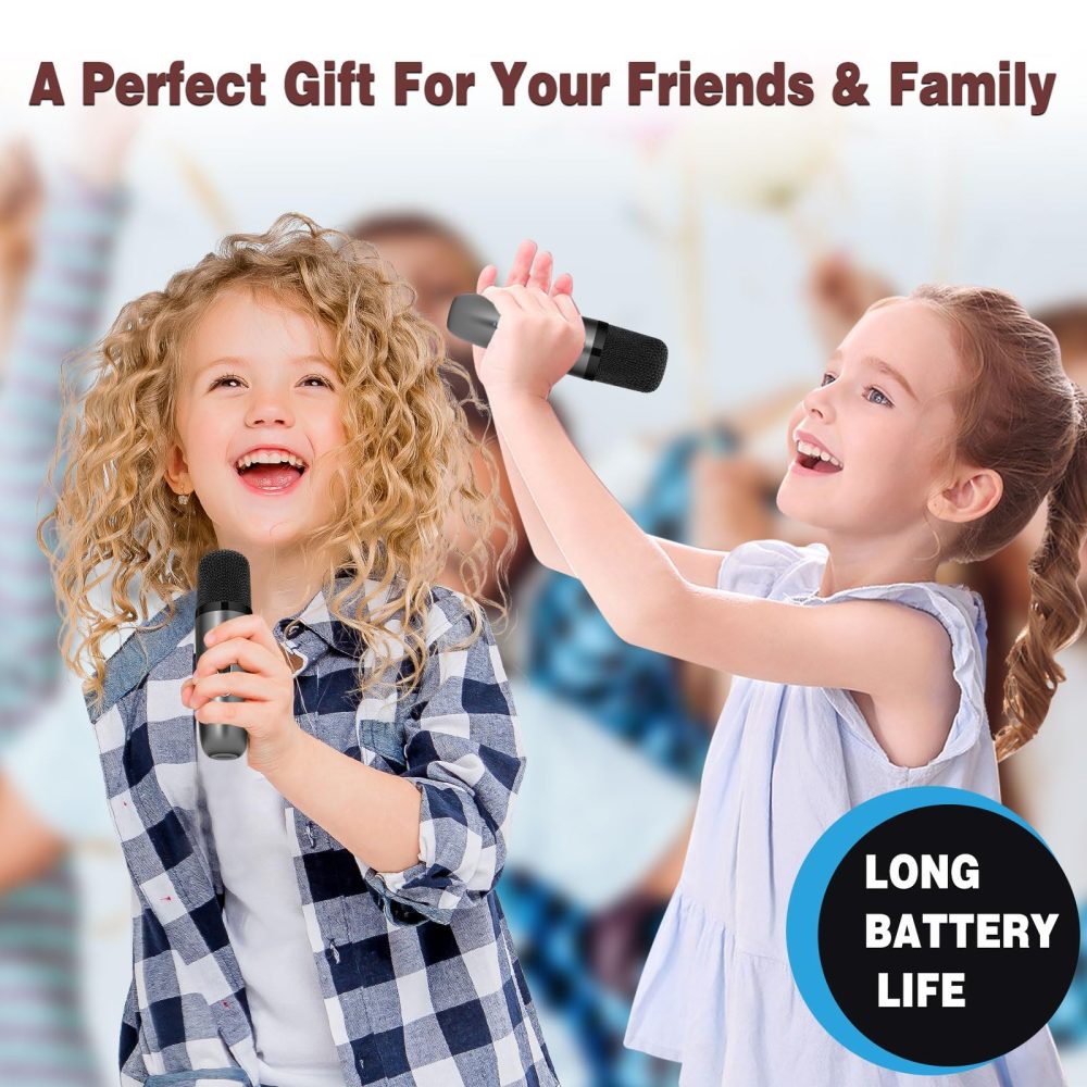 Ankuka Karaoke Toys for Kids & Adults with 2 Microphones, Portable Karaoke Machine with LED Light and Voice Changing Effects, Gifts for Age 3-18 Kids Boys Girls Families Birthday Party (Silver) - Image 3