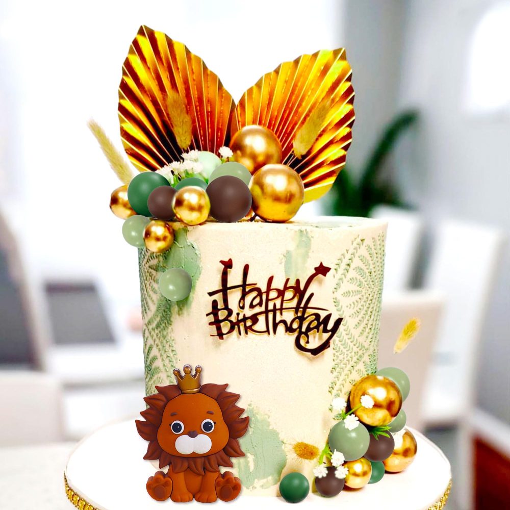JeVenis Lion Cake Topper Lion Birthday Decorations Safari Animal Cake Toppers Safari Cake Topper Wild One Cake Topper Jungle Baby Shower Cake Topper Safari Baby Shower Cake Decorations - Image 2