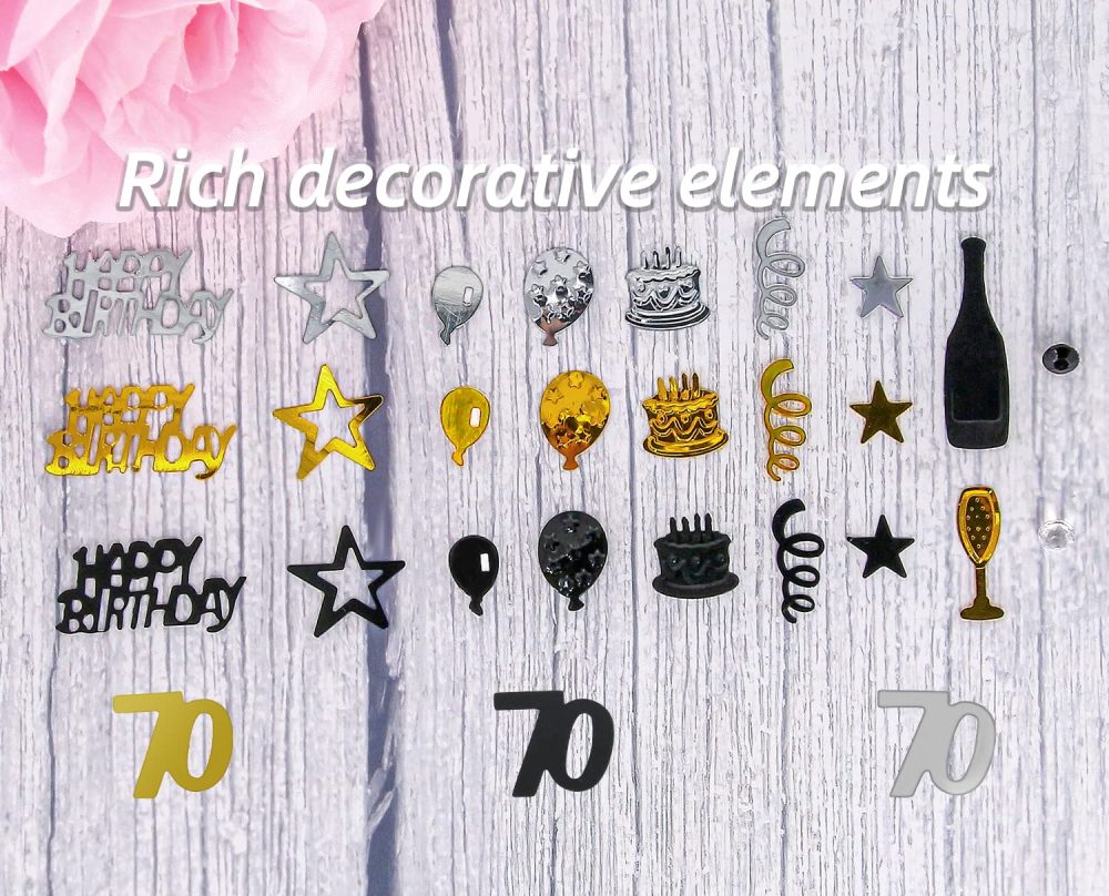Giftota 70th Birthday Confetti (Gold Black) 30g, 70th Anniversary Confetti, 70th Number Confetti, 70th Birthday Anniversary Confetti Decoration Wedding Party Table Decorations - Image 6