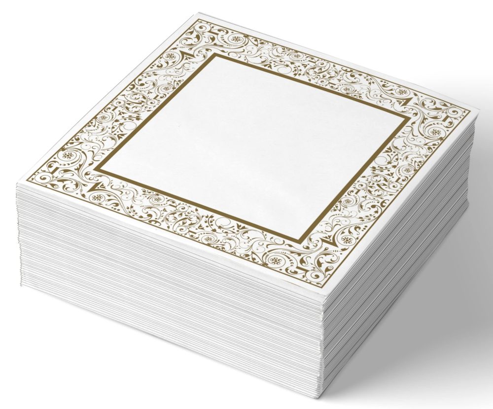 Shefa Paper Napkins - 3-Ply Disposable Napkins - Premium-Quality & Heavy-Duty Serviettes, 6.5" for Catering Wedding Birthday Parties