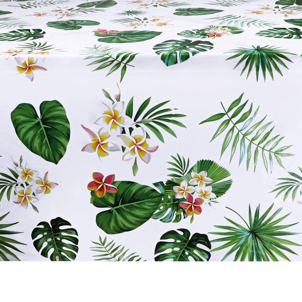PHOGARY Hawaiian Luau Tablecloths for Party Decoration, 2 Pack Hawaii Disposable Plastic Rectangular Table Covers, Aloha Tropical Palm Leaves Table Cloth Party Supplies - Image 3