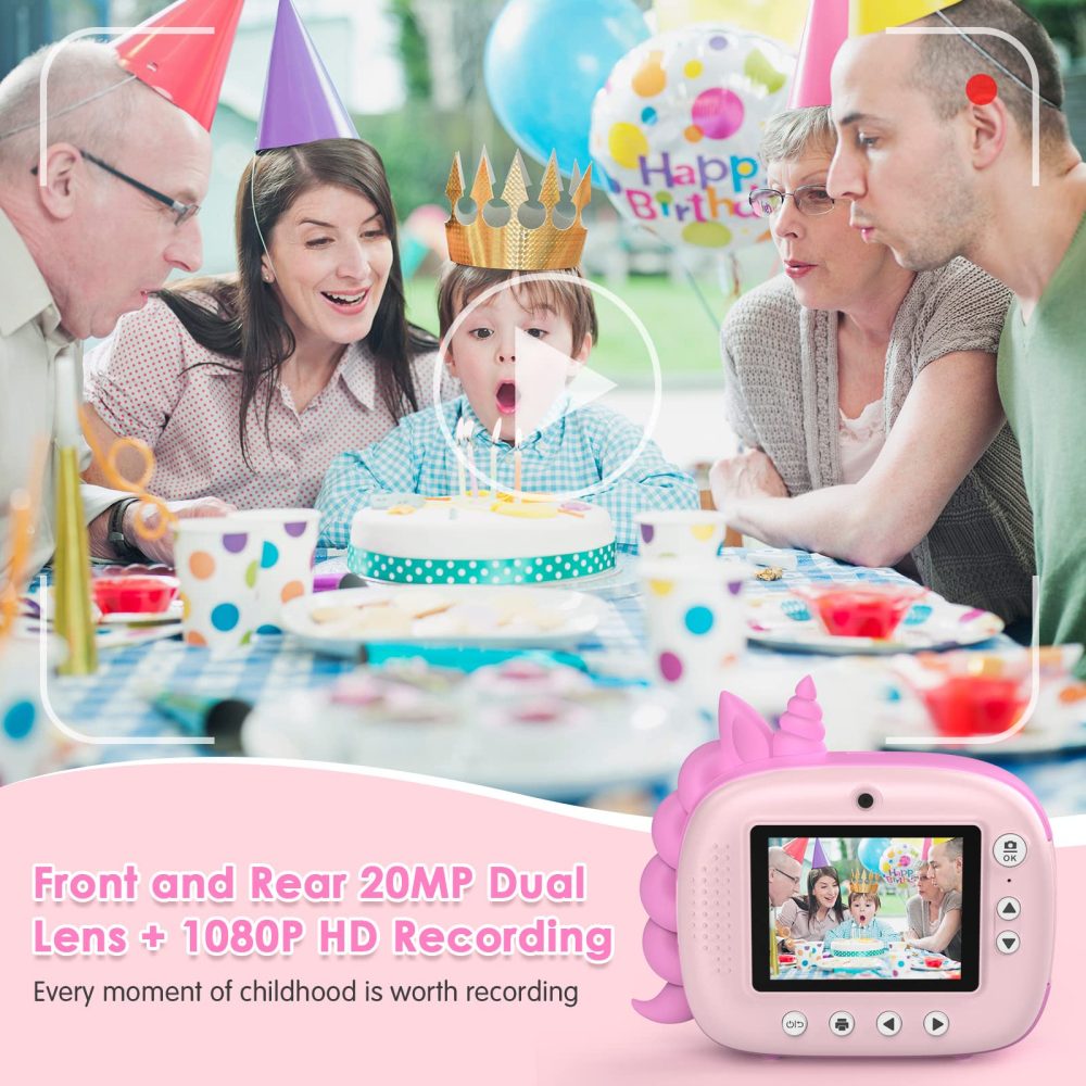 HiMont Kids Camera Instant Print, Digital Camera for Kids with No Ink Print Paper & 32G TF Card, Selfie Video Camera with Color Pens for DIY, Fun Gift for Girls Boys 3-14 Years Old (Pink) - Image 7