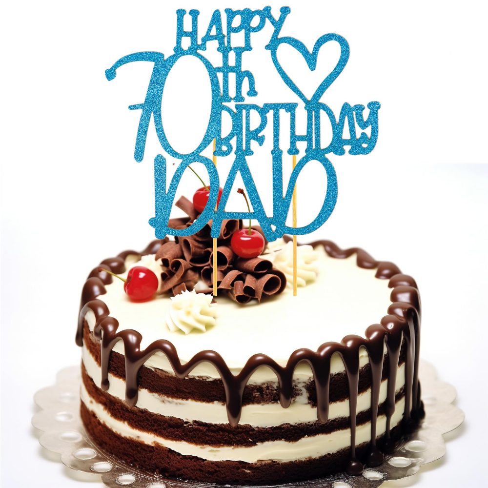 Happy 70th Birthday Cake Topper, 70th Birthday Decorations for Her, Happy Birthday Cake Topper Decoration, 70th Birthday Cake Topper, Birthday Cake Toppers, 70th Birthday Theme Party Supplies Blue - Image 4