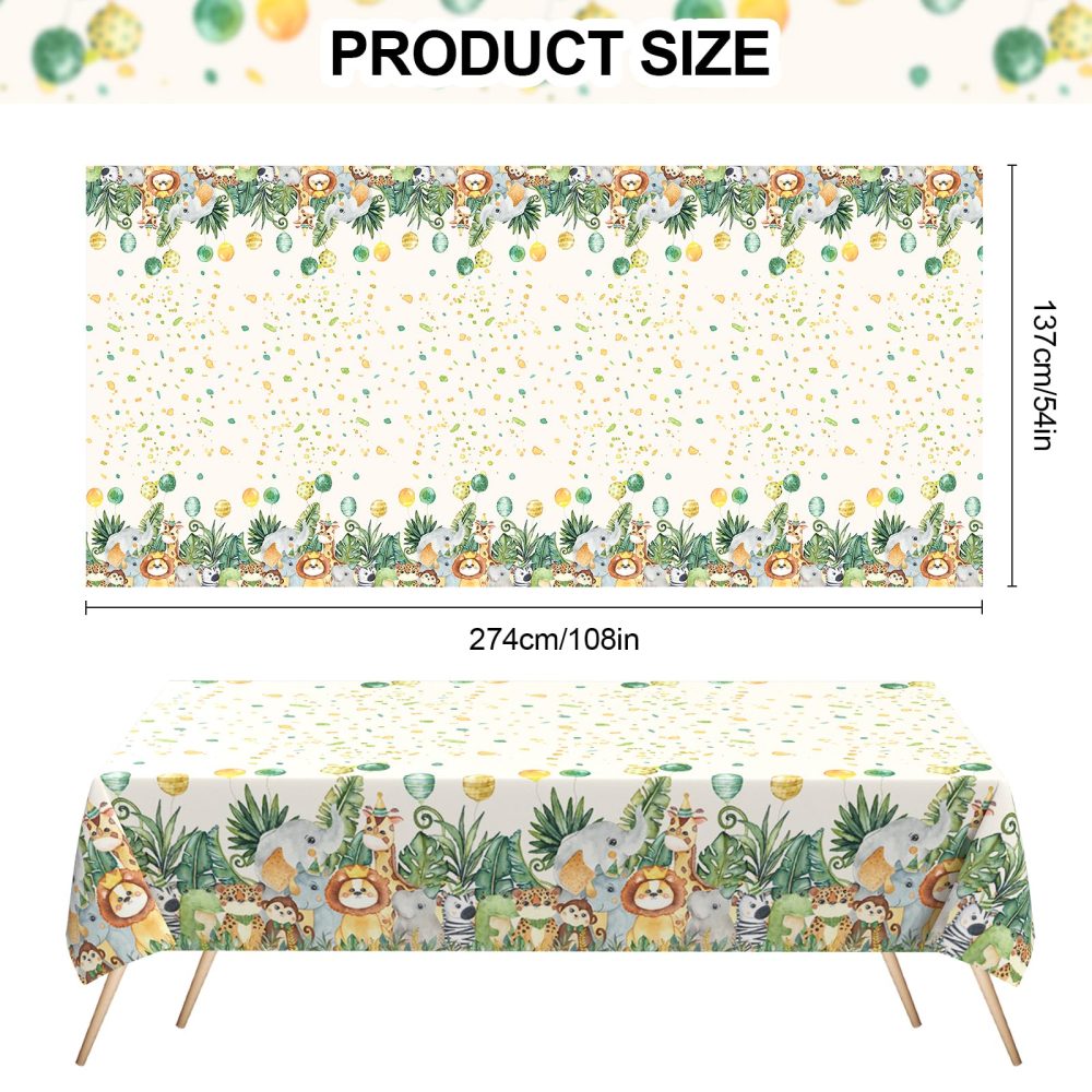 Dagelar Jungle Animal Birthday Tablecloth,Safari Table Covers Plastic Party Tablecloths Jungle Theme Birthday Party Decoration for Kids 137 * 274cm - Image 7