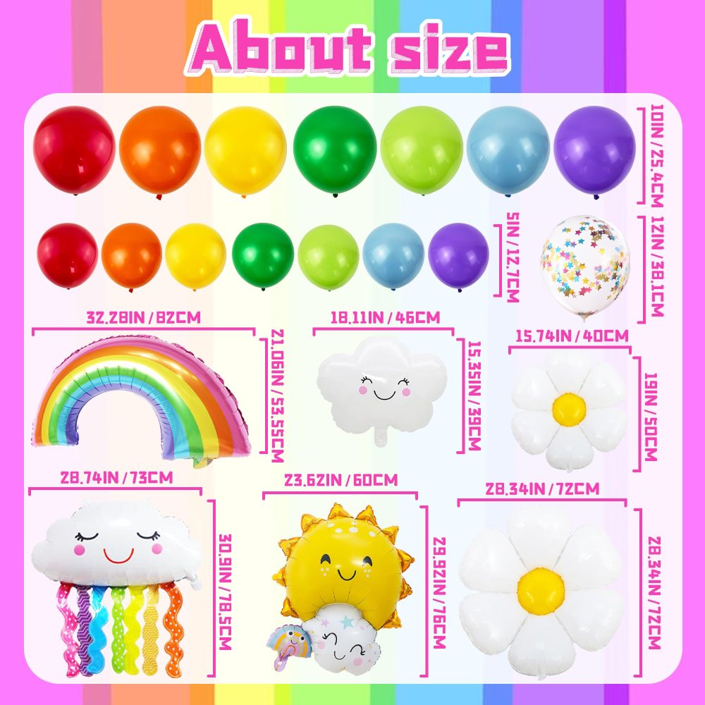 Rainbow Balloon Arch Kit - Rainbow Birthday Party Decorations with Rainbow Balloons, Colourful Balloons, 154pcs Rainbow Balloon Arch Garland for Boys Girls - Image 6
