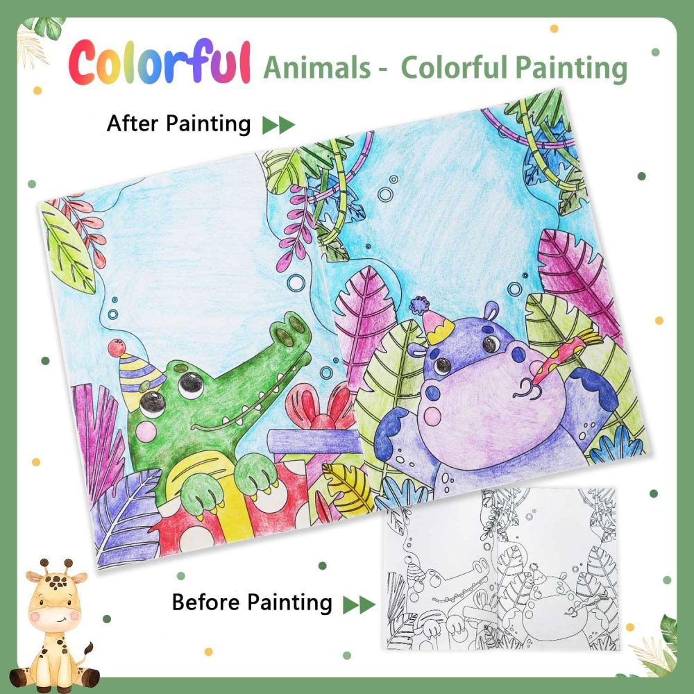 Heboland 24 Pcs Mini Colouring Books for Kids, Mini Colouring Books for Party Bags, Jungle Animal DIY Kids Colouring Books, Art Drawing Small Colouring Books for Children,Mini Colouring Book Filler - Image 6