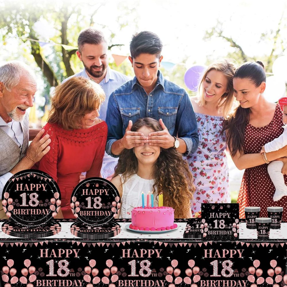 16Pack Paper Cups 18th Birthday,Black Rose and Gold Cups 235ml,Disposable Party Cups Paper Cups Black Rose Gold 18th Birthday Cups Party Tableware for Girls,Kids,Her 18th Birthday Party Supplies Table - Image 5