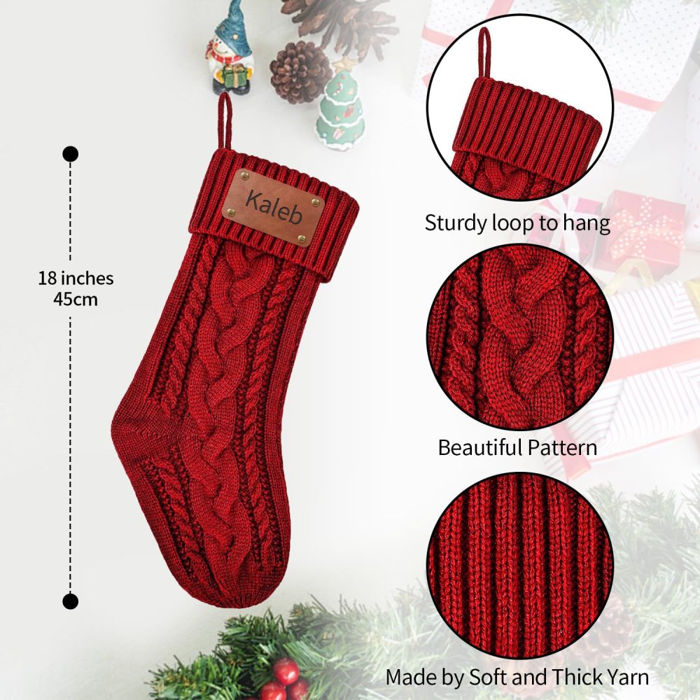 Personalised Christmas Stockings Custom Stockings own Name, Customised 18'' Large Cable Knitted Christmas Stocking, Custom Xmas Stocking Hanging Decorations for Holiday Christmas Party Family Decor - Image 6