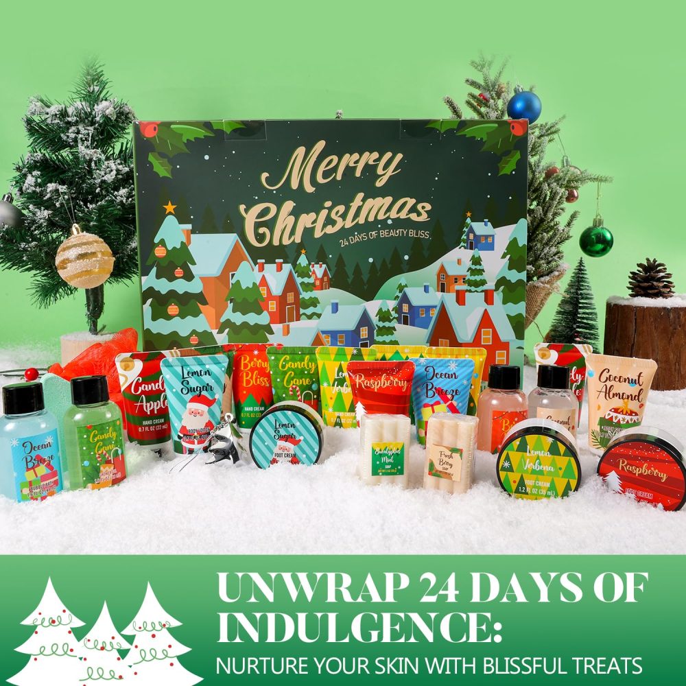 2024 Advent Calendar Christmas Gifts For Women, 24pc Spa Sets For Her, Hand &Foot Cream, Bubble Bath,Shower Gel, Body Lotion, Soap, Christmas Tree Bath Bomb, Christmas Countdown Calendar Gift Set - Image 6