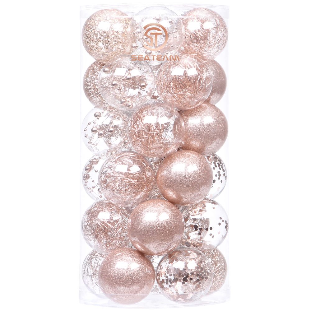 Sea Team 60 mm/2.36 Inch Set of Colourful and Sparkling Painted Ornaments and Hanging Baubles for Christmas Tree – 30 Pieces