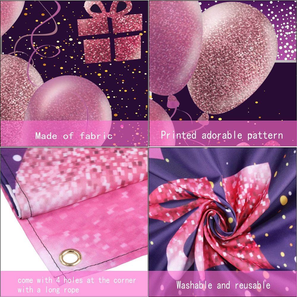 70th Birthday Decorations IMISI Happy Birthday Banner Pink Birthday Backdrop Decorations for a Party - Image 3